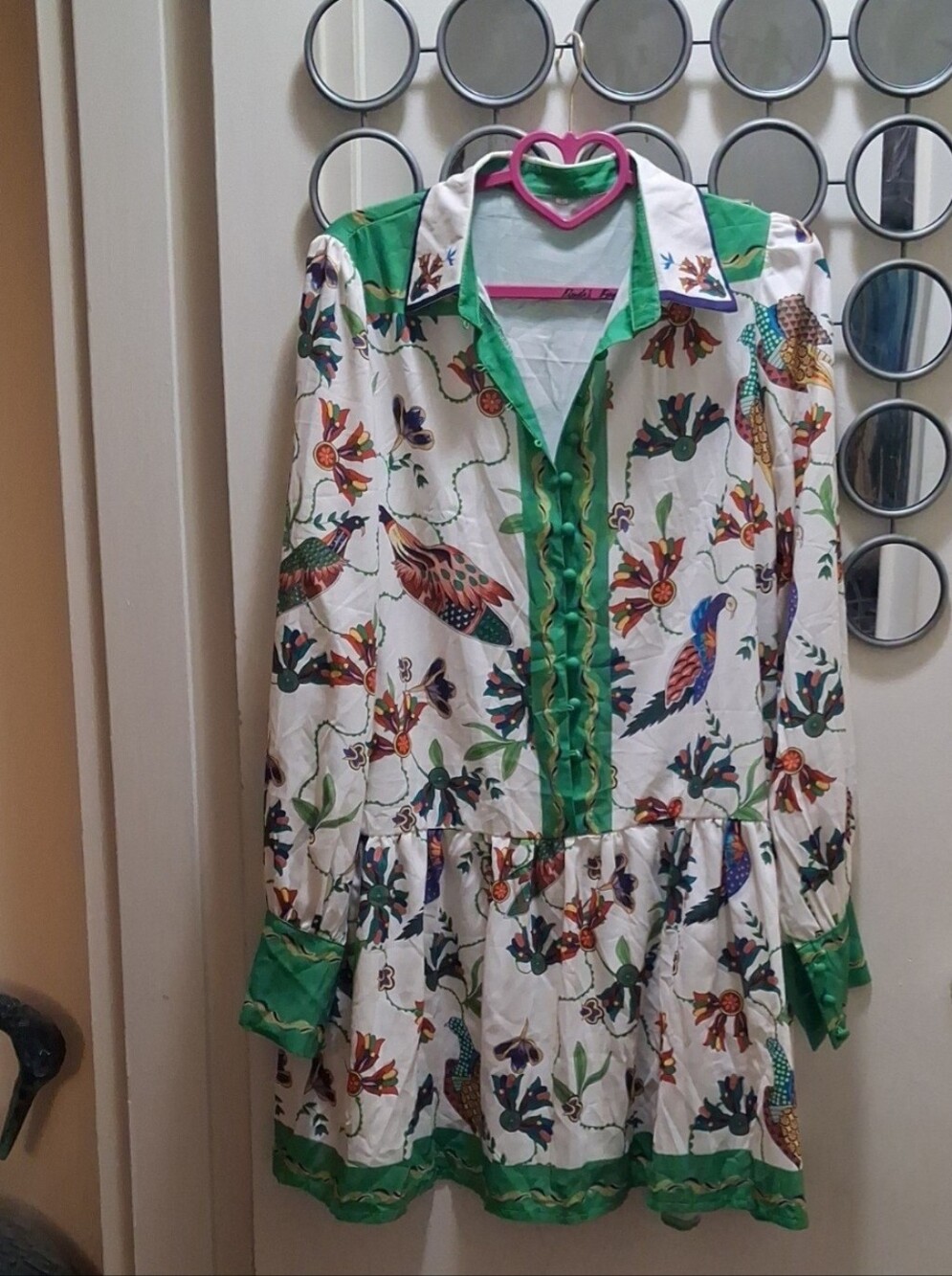 MULTICOLORED CREAM & GREEN Dress